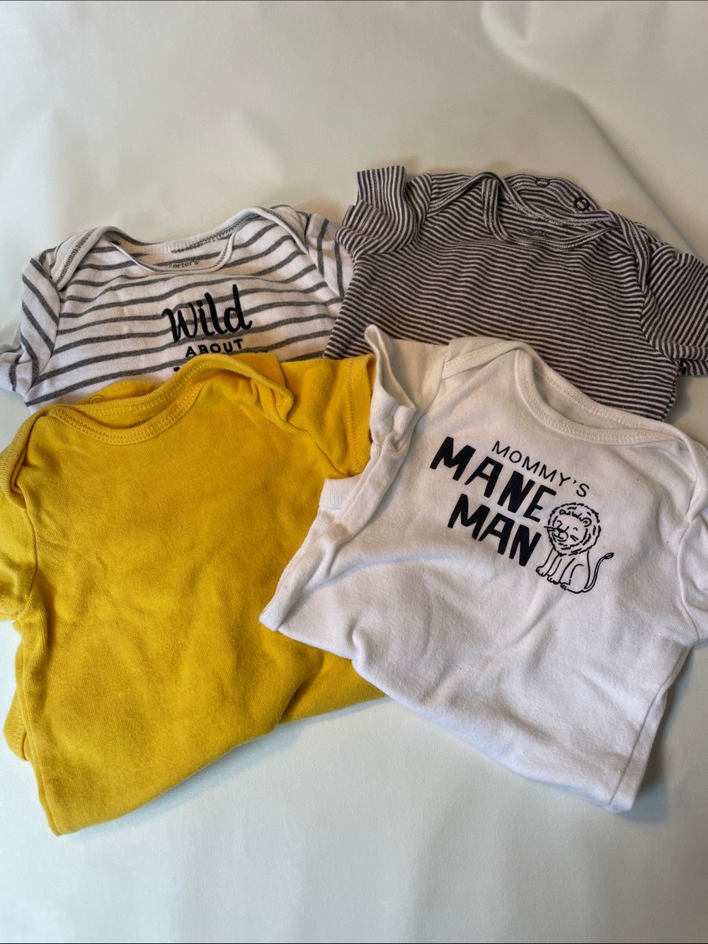 Carter's Short-Sleeve Bodysuit Set - Yellow, White & Gray Stripes